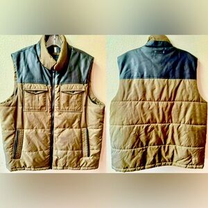 VINTAGE Y2K SEAN JOHN MIXED MEDIA OLIVE PUFFER VEST MENS SIZE XL~MINT!